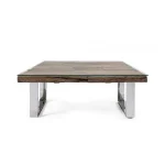 Klubska mizica STANTON 100x100 . Klubska mizica STANTON 100 x 100 cm ima top iz lesa in naravno končno oblogo iz kaljenega stekla. Miza stoji na trdnih nogah