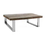 Klubska mizica STANTON 100x100 . Klubska mizica STANTON 100 x 100 cm ima top iz lesa in naravno končno oblogo iz kaljenega stekla. Miza stoji na trdnih nogah