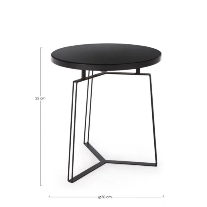 Klubska mizica ZAIRA D50 črna Klubska mizica ZAIRA D50 črna . Klubska mizica ZAIRA D50 črna ima jekleno okvirje in stekleni vrh. Material: - Jeklo - Steklo Barva: - Črna Dimenzije: