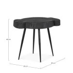 Klubska mizica ZAKIA črnaL . Klubska mizica ZAKIA črna L je narejena iz lesa in zaključena z pokrovom poliuretanske barve. Ima jeklene noge. Oblike in