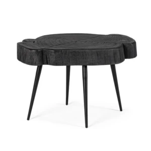 Klubska mizica ZAKIA NERO S . Klubska mizica ZAKIA črna S je narejena iz lesa in zaključena z pokrovom poliuretanske barve. Ima jeklene noge. Oblike in