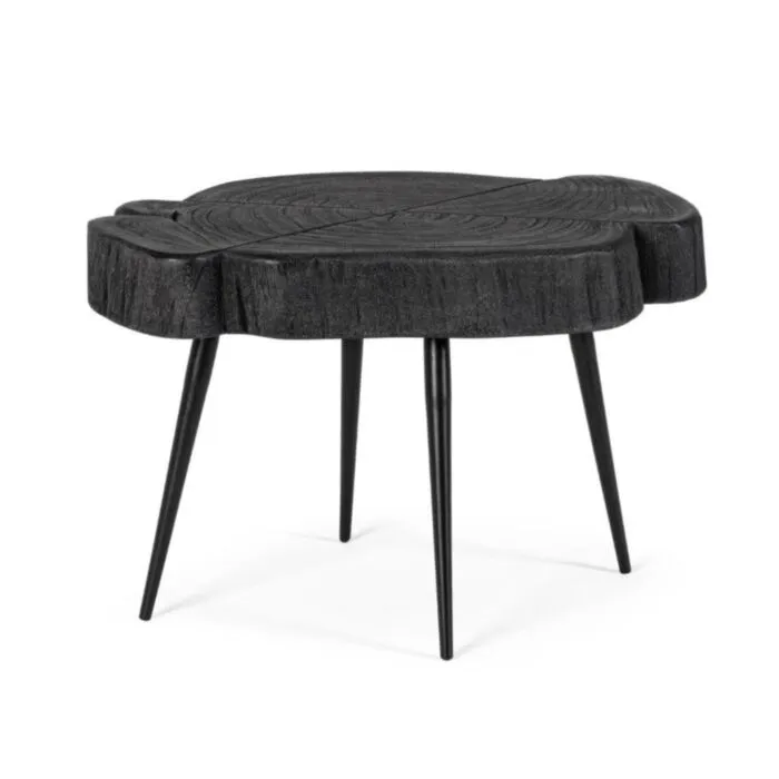 Klubska mizica ZAKIA NERO S . Klubska mizica ZAKIA črna S je narejena iz lesa in zaključena z pokrovom poliuretanske barve. Ima jeklene noge. Oblike in