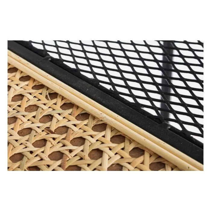 Knjižna omara ELYOT 3P . Knjižna omara ELYOT 3P ima jekleno ogrodje in ratan kombinacijo. Samo za interno uporabo. Material: - Jeklo - Ratan Barva: - Črna