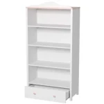 Knjižna omara LINA . Knjižna omara LINA je opremljena z globokomi policami. Na dnu je predal, kateri je prostoren in lahko dostopen otroškim rokam. Primerna