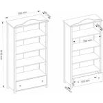 Knjižna omara LINA . Knjižna omara LINA je opremljena z globokomi policami. Na dnu je predal, kateri je prostoren in lahko dostopen otroškim rokam. Primerna