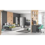 Knjižna omara SIVKO . Knjižna omara SIVKO je visoka omara s policami in globokim predalom. Primerna je za vsako otroško sobo, saj je uporabna in hkrati