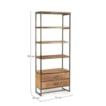 Knjižna polica ELMER 4P-2C ima kovinski okvir, police in predali pa so iz lesa. Ker je les obdelan ročno, so oblike in velikosti ki jih tvori les, samo