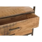 Knjižna polica ELMER 4P-4C . Knjižna polica ELMER 4P-4C ima kovinsko črno okvirje, police in predali so iz lesa. Ker je les obdelan ročno, so oblike in