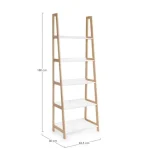 Knjižni poličnik 5P BROOKLYN . Knjižni poličnik 5P BROOKLYN je narejen iz lesenega okvirja in belimi mat policami. Primeren je za vsak prostor, kjer