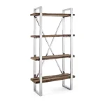 Knjižni poličnik STANTON . Knjižni poličnik STANTON je narejen iz lesa in nerjavečega jekla. Dimenzije: širina: 90cm globina: 35cm višina: 180cm