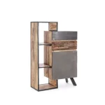 Komoda 1A-2C MANCHESTER ima okvir iz lesa in jekla ter nastavljive noge. Dimenzije: širina: 90cm globina: 40cm višina: 140cm