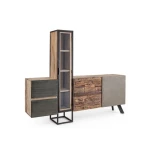 Komoda 2A-2C MANCHESTER . Komoda 2A-2C MANCHESTER ima okvir iz lesa in jekla, noge so nastavljive. Dimenzije: širina: 193cm globina: 38cm višina: 165cm