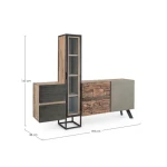 Komoda 2A-2C MANCHESTER . Komoda 2A-2C MANCHESTER ima okvir iz lesa in jekla, noge so nastavljive. Dimenzije: širina: 193cm globina: 38cm višina: 165cm