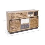 Komoda 2A-7C TUDOR . Komoda TUDOR je narejena iz lesenega okvirja (mango), podnožje je kovinsko. Dimenzije: širina: 125cm globina: 37cm višina: 80cm