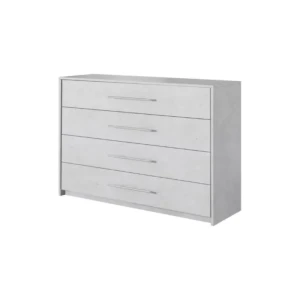 Komoda AMARELA 2 . Komoda AMARELA 2 je narejena iz trpežne laminirane plošče debeline 16 mm. Robovi so ABS in ima moderne linije. Vsebuje 4 predale.