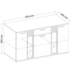 Komoda CARMEN 6 . Uporabna in praktična komoda CARMEN 6. Primerna je za dnevne sobe in jedilnice. Debelina iverala je 15 mm. Komoda ima možnost z ali brez