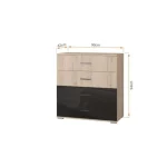 Komoda DULE . Komoda DULE je primerna za vsako spalnico. Narejena je iz kvalitetne laminirane plošče in ima ABS robove. Vsebuje 4 predale. Odlično se poda h