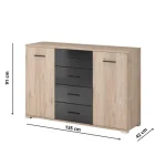 Komoda DULE 2 je eleganten kos pohištva, ki popestri vaš prostor. Njen poseben dizajn vas bo navdušil, saj prinese vašemu prostoru eleganco in