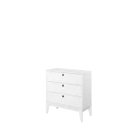 Komoda FAMA 2 je narejena iz kvalitetne laminirane plošče s ABS robovi. Dobavljiva je v beli mat barvi s črnimi ročaji. Odlično se kombinira s ostalimi