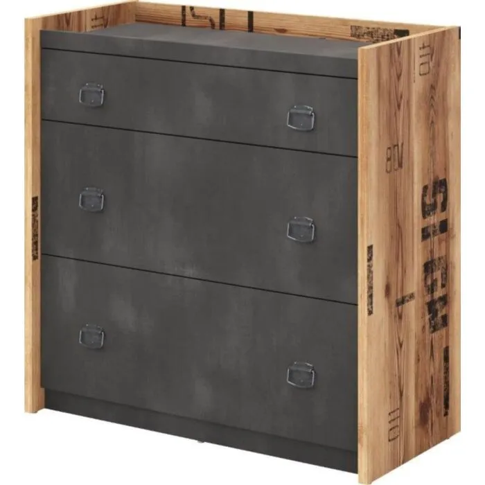 Komoda FERGO Komoda FERGO . Komoda FERGO je primerna za vsak prostor. Je modernega in elegantnega izgleda. Ima tri prostorne predale. Narejena je iz kakovostne laminirane