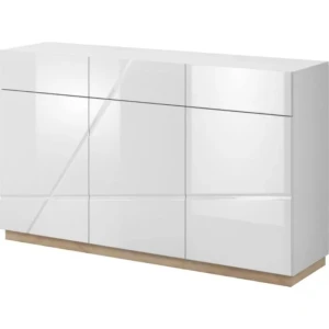 Komoda FURY 2 . Komoda FURY 2 je moderna komoda, s modernimi linijami. Primerna je za vsako dnevno sobo in ima mehanizem "PUSH TO OPEN". Ima 3 vrata in 3