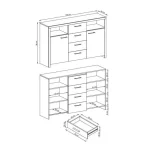 Komoda KYS 155 . Komoda KYS je eleganten kos pohištva, ki popestri vaš prostor. Njen poseben dizajn vas bo navdušil, saj prinese vašemu prostoru eleganco