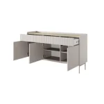 Komoda LEVAS, je eleganten kos pohištva, ki popestri vaš prostor s svojim luksuznim dizajnom. Narejen je iz kakovostnih materialov v bež barvi s kombinacijo