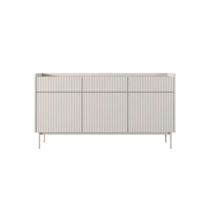 Komoda LEVAS . Komoda LEVAS, je eleganten kos pohištva, ki popestri vaš prostor s svojim luksuznim dizajnom. Narejen je iz kakovostnih materialov v bež