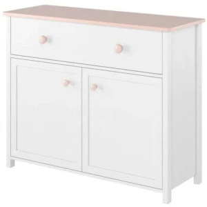 Komoda LINA . Komoda LINA je elegantna komoda z dvema vratama in dostopnim predalom. Odlično se poda vsaki sobi. Dimenzije: - Š:110 x V:90 x G:42 cm