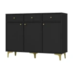 Komoda TOMI je prava izbira za sodobne in elegantne prostore. Narejena iz kakovostne laminirane plošče debeline 16 mm, zagotavlja trdnost in dolgotrajno