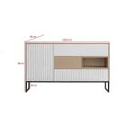 Komoda ZOELA 2 . Komoda ZOELA je moderno oblikovana in elegantnega videza. Brez ročajev, odpiranje po sistemu push to open. V beli mat barvi s kombinacijo