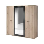 Kompletna spalnica DULE . Opremite svojo spalnico z novim kompletom DULE. Je modernega dizajna in čistih linij. Narejena je iz kvalitetne laminirane plošče