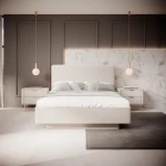 Kompletna spalnica LILJA . Elegantna in moderna spalnica LILJA, je narejena iz odličnih materialov v barvi beige. Sestavljena je iz garderobne omare, komode,