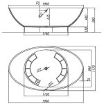 KOPALNA KAD SAMOSTOJEČA KOLPA SAN TRISTAN-FS 196X117 BLACK/ WHITE IZ KERROCKA - slika 10