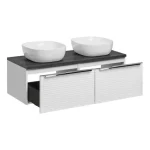 Kopalniški blok AURORA 120 . Kopalniški blok AURORA 120 je narejen iz kvalitetne laminirane plošče. V ceno je vključeno 2 x umivalnik, 2 x omarica pod