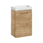 Kopalniški blok BUBA 40 hrast . Kopalniški blok BUBA 40 hrast je odlične kvalitete, narejen iz kakovostnih materialov. Vsebuje umivalnik, omarico pod