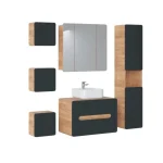 Kopalniški blok BUBA DARK 3 80 . Kopalniški blok BUBA 3 80 DARK je odlične kvalitete, narejen iz kakovostnih materialov. Vsebuje omaro z ogledalom,