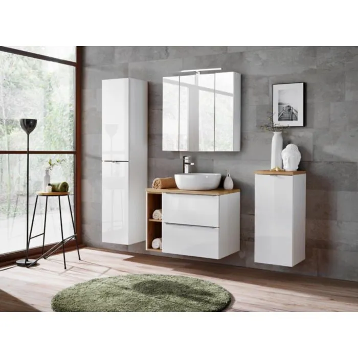 Kopalniški blok CAP80 PLUS beli Kopalniški blok CAP80 PLUS beli . Kopalniški blok CAP80 je odlične kvalitete, narejen iz kakovostnih materialov. Vsebuje umivalnik, omarico pod umivalnikom,