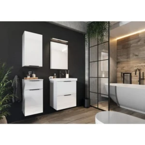 Kopalniški blok CINTIA 2 . Osvežite svojo kopalnico z kopalniškim blokom CINTIA 2. Kopalniški blok je sestavljen iz ogledala, dveh malih visečih omaric,