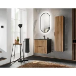 Kopalniški blok ILA 60 . Kopalniški blok ILA 60 je izdelan v sodobnem dizajnu, ki združuje naravno lepoto hrastovega lesa s sodobno črno barvo. Osnovni