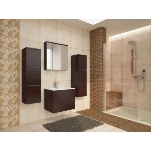 Kopalniški blok OTO 3 . Kopalniški blok OTO 3 je odlične kvalitete, narejen iz kakovostnih materialov. Vsebuje omarico z ogledalom, omarico pod umivalnikom