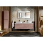 Kopalniški blok ROZY 160 . Kopalniški blok ROZY 160 je hkrati enostaven in eleganten. Nežno roza elementi s kombinacijo elementov v beli barvi je popolna