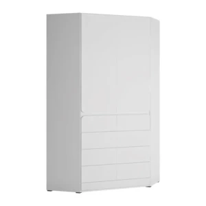 Kotna garderobna omara ALBA . Kotna garderobna omara ALBA je popolna rešitev za vaš prostor, saj ponuja veliko prostora za shranjevanje. Izdelana je iz