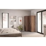 Kotna garderobna omara CINDY 1 . Kotna garderobna omara CINDY 1 100 x 100 cm je klasičnega videza zato je primerna za vsak prostor. Omara je zelo kvalitetna,