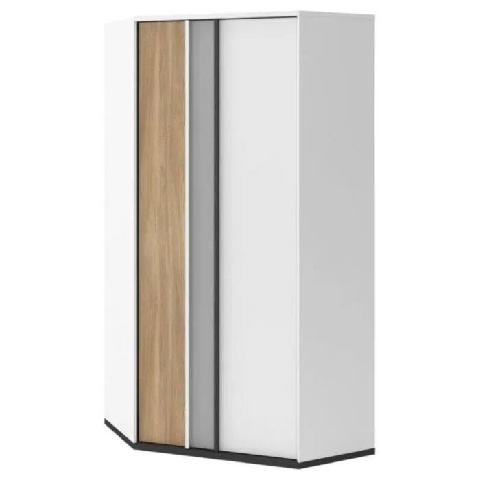 Kotna garderobna omara MELI Kotna garderobna omara MELI . Kotna garderobna omara MELI je stilsko moderna, a hkrati praktična omara. Primerna je za vsako mladinsko sobo. Material: -