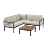 KOTNA GARNITURA ORIS II 5P ALU/EUC+KAVNA MIZICA D.GR/BEŽ BLAZINA