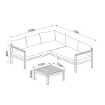 KOTNA GARNITURA ORIS II 5P ALU/EUC+KAVNA MIZICA D.GR/BEŽ BLAZINA - slika 21