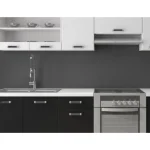 Kuhinja DELTA 170 x 250 cm je kuhinja, ki bo prinesla svežino v vaš dom. Dobavljiva v kombinaciji črne in bele mat barve. Možnost dobave tudi drugih