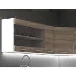 Kotna kuhinja META 170 x 250 . Kuhinja META 170 x 250 cm je kuhinja, ki bo prinesla svežino v vaš dom. Dobavljiva v kombinaciji sonoma in bele barve.