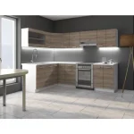 Kotna kuhinja META 170 x 250 . Kuhinja META 170 x 250 cm je kuhinja, ki bo prinesla svežino v vaš dom. Dobavljiva v kombinaciji sonoma in bele barve.